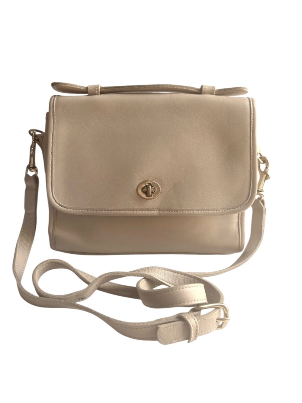 Vintage 9870 Coach Bone or Putty Leather Court Bag ca1997